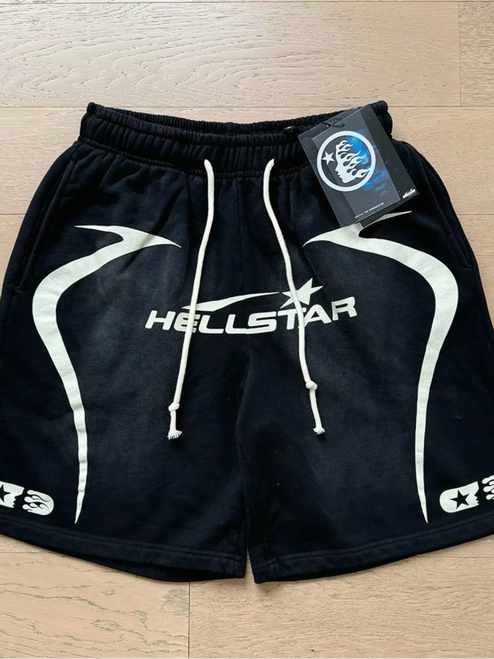 Hellstar Men's Black Athletic Shorts with White Logo